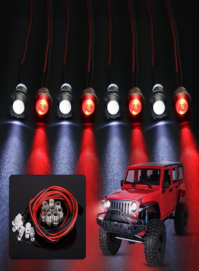 CrazyHobby طقم مصابيح أمامية وخلفية LED من CrazyHobby بثمانية مصابيح، متوافق مع سيارات Traxxas Slash وRustler وTamiya وArrma وRedcat وHSP وRC4WD وAxial SCX10 RC (سيارات وشاحنات ودبابات وسيارات زحف وسيارات سباق قصيرة). - Image 1